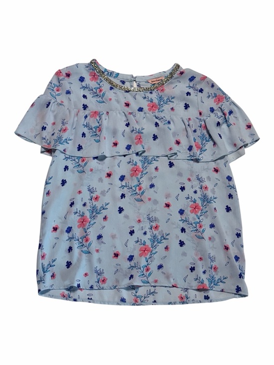 Juicy Couture Tops - Juicy Couture Light Blue Floral Flutter Top Size Medium